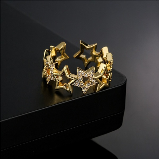Bulk Jewelry Wholesale gold copper Pentagram geometric opening ring JDC-RS-ag017 Wholesale factory from China YIWU China