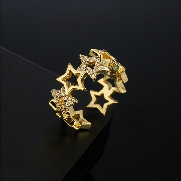 Bulk Jewelry Wholesale gold copper Pentagram geometric opening ring JDC-RS-ag017 Wholesale factory from China YIWU China