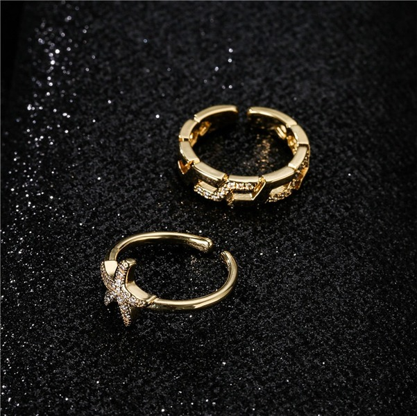 Bulk Jewelry Wholesale gold copper Pentagram Rings JDC-RS-ag046 Wholesale factory from China YIWU China