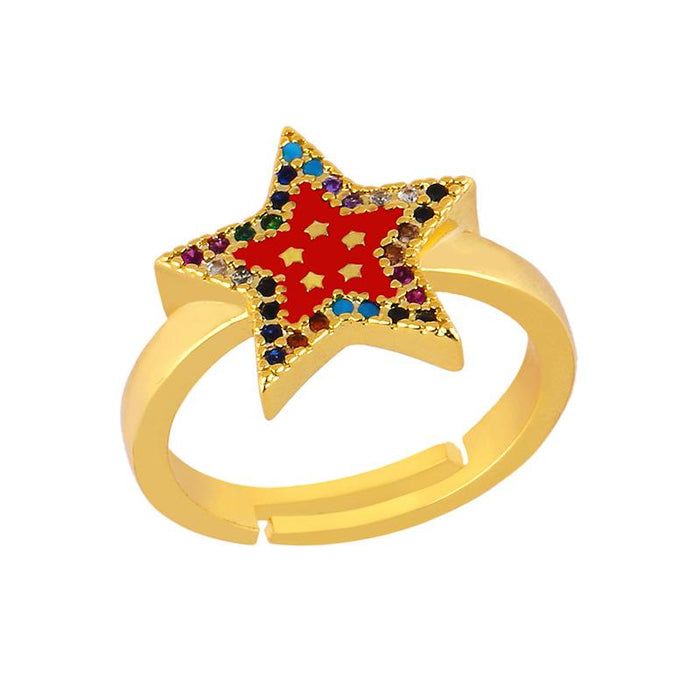 Bulk Jewelry Wholesale gold copper Pentagram Rings JDC-RS-AS115 Wholesale factory from China YIWU China