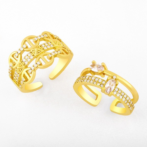 Bulk Jewelry Wholesale gold copper pig nose three-layer open Rings JDC-RS-AS102 Wholesale factory from China YIWU China