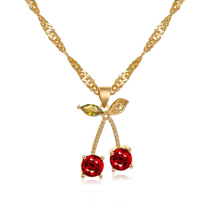 Bulk Jewelry Wholesale gold copper pomegranate red cherry necklace JDC-NE-D648 Wholesale factory from China YIWU China
