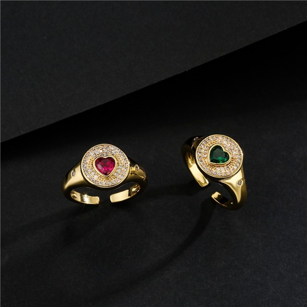 Bulk Jewelry Wholesale gold copper red/green zircon love rings JDC-RS-ag121 Wholesale factory from China YIWU China