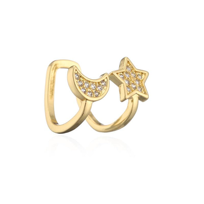 Wholesale gold copper small star moon micro set Zircon Earrings JDC-ES-ag051 Earrings JoyasDeChina 40885 Wholesale Jewelry JoyasDeChina Joyas De China