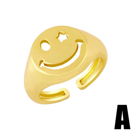 Bulk Jewelry Wholesale gold copper smile rings JDC-RS-AS245 Wholesale factory from China YIWU China