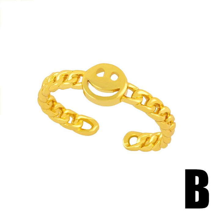 Bulk Jewelry Wholesale gold copper smile smooth face ring JDC-RS-AS009 Wholesale factory from China YIWU China