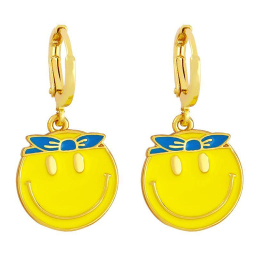 Bulk Jewelry Wholesale gold copper smiley face earrings JDC-ES-AS016 Wholesale factory from China YIWU China