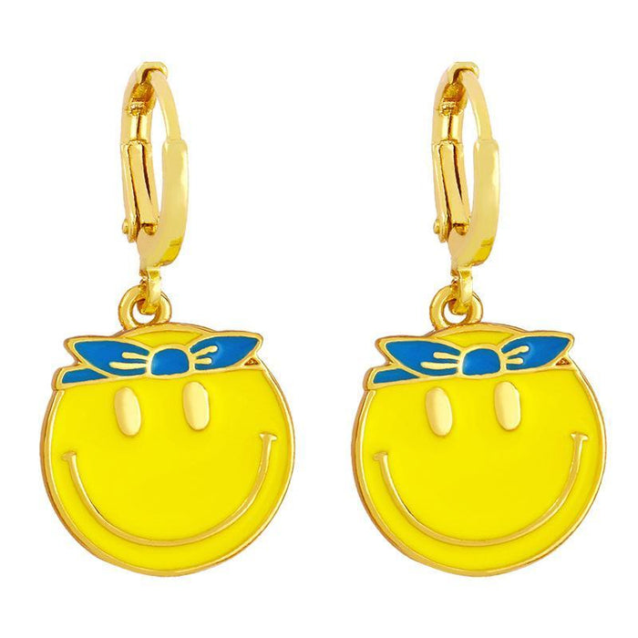 Bulk Jewelry Wholesale gold copper smiley face earrings JDC-ES-AS016 Wholesale factory from China YIWU China