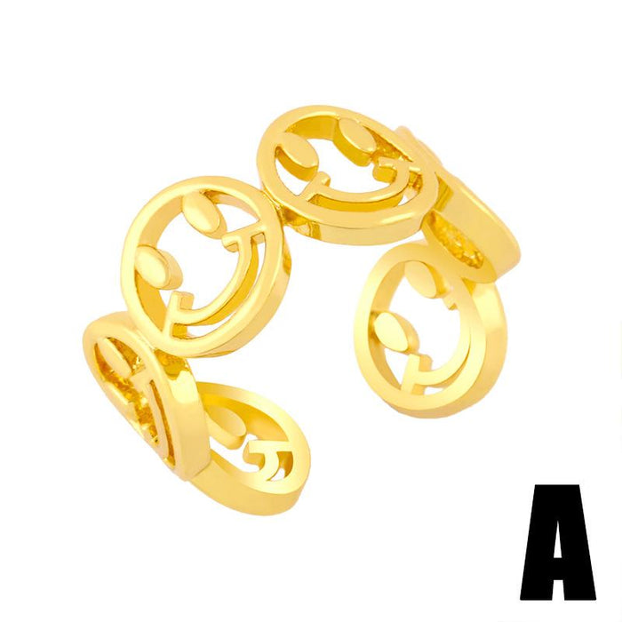 Bulk Jewelry Wholesale gold copper smiley face ring JDC-RS-AS011 Wholesale factory from China YIWU China