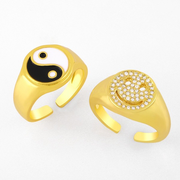 Bulk Jewelry Wholesale gold copper smiley face Tai Chi gossip ring JDC-RS-AS004 Wholesale factory from China YIWU China