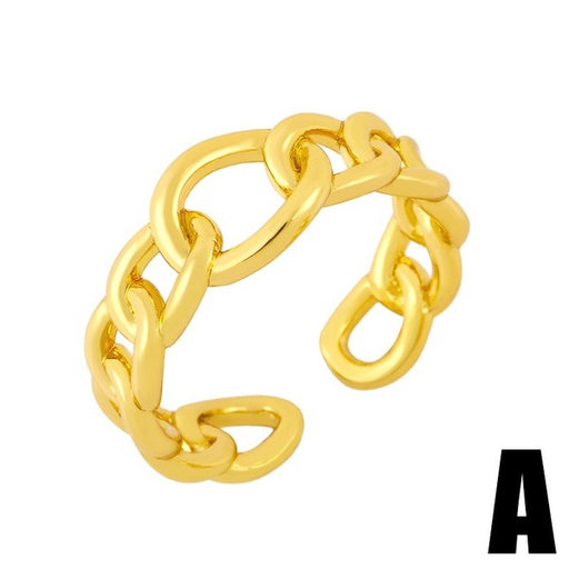 Bulk Jewelry Wholesale gold copper smooth open chain rings JDC-RS-AS256 Wholesale factory from China YIWU China
