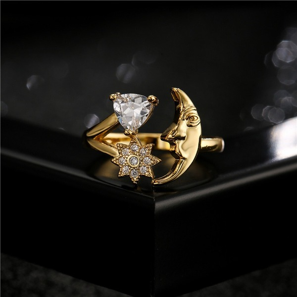 Bulk Jewelry Wholesale gold copper star moon love zircon rings JDC-RS-ag124 Wholesale factory from China YIWU China