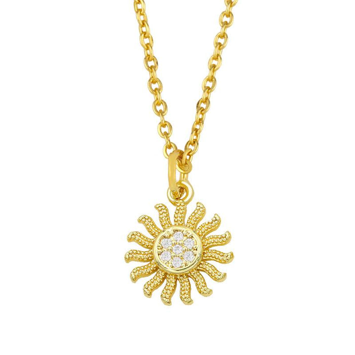 Bulk Jewelry Wholesale gold copper sun moon-encrusted diamond Necklaces JDC-NE-AS229 Wholesale factory from China YIWU China
