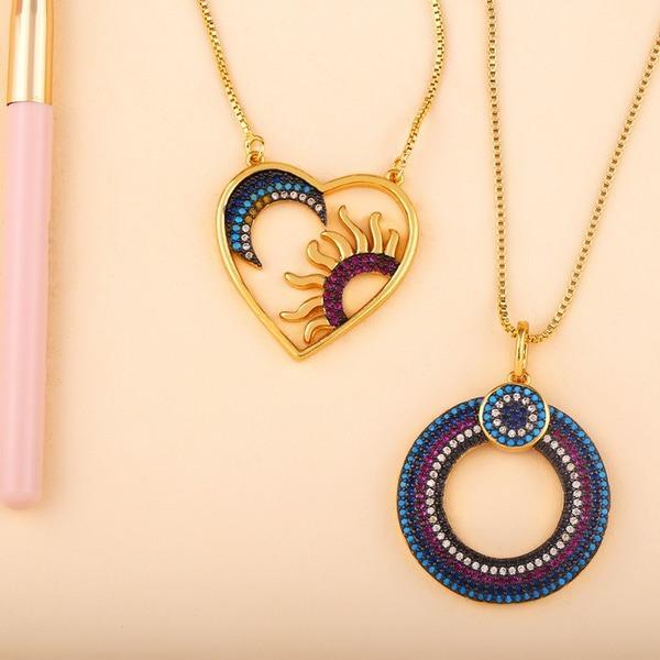 Bulk Jewelry Wholesale gold copper Sun Moon Necklaces JDC-NE-AS256 Wholesale factory from China YIWU China