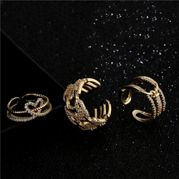 Bulk Jewelry Wholesale gold copper surface geometric opening Rings JDC-RS-ag056 Wholesale factory from China YIWU China