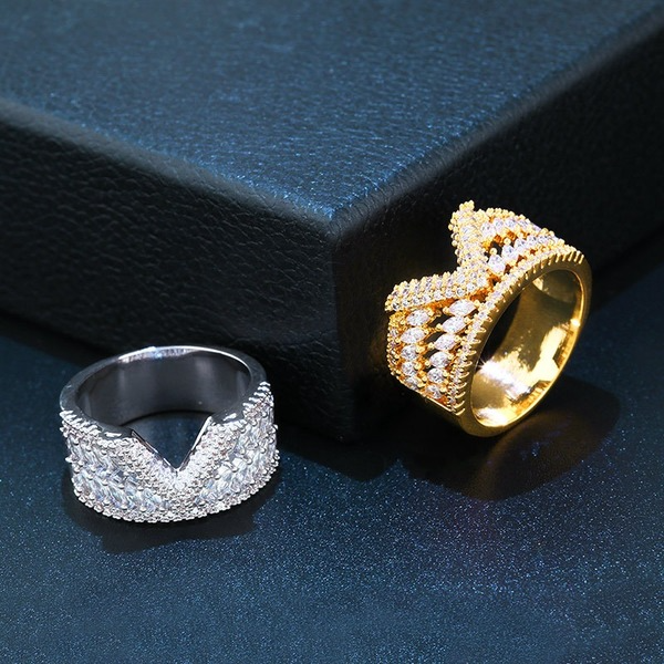 Bulk Jewelry Wholesale gold copper V-shaped zircon Rings JDC-RS-AS187 Wholesale factory from China YIWU China