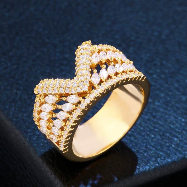Bulk Jewelry Wholesale gold copper V-shaped zircon Rings JDC-RS-AS187 Wholesale factory from China YIWU China