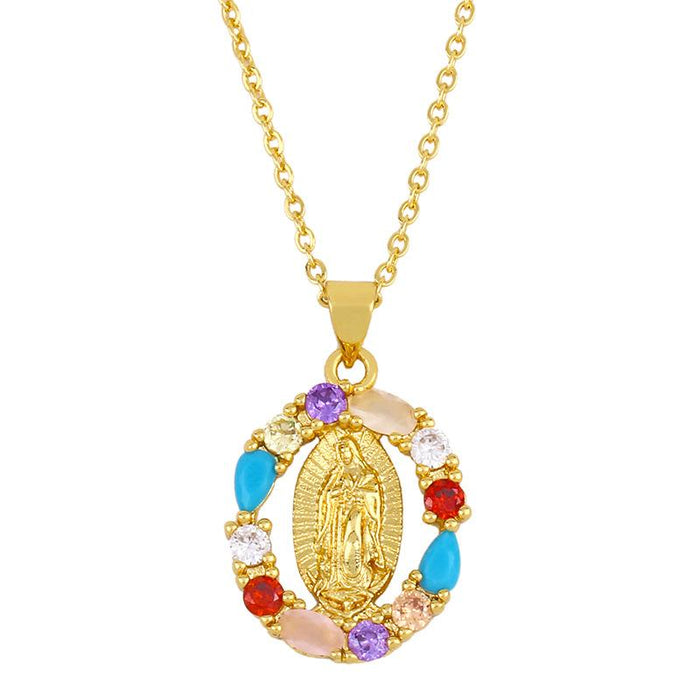 Bulk Jewelry Wholesale gold copper virgin Mary Necklaces JDC-NE-AS234 Wholesale factory from China YIWU China
