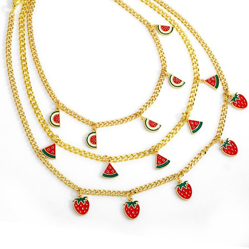 Bulk Jewelry Wholesale gold copper watermelon banana strawberry necklaces JDC-NE-AS275 Wholesale factory from China YIWU China