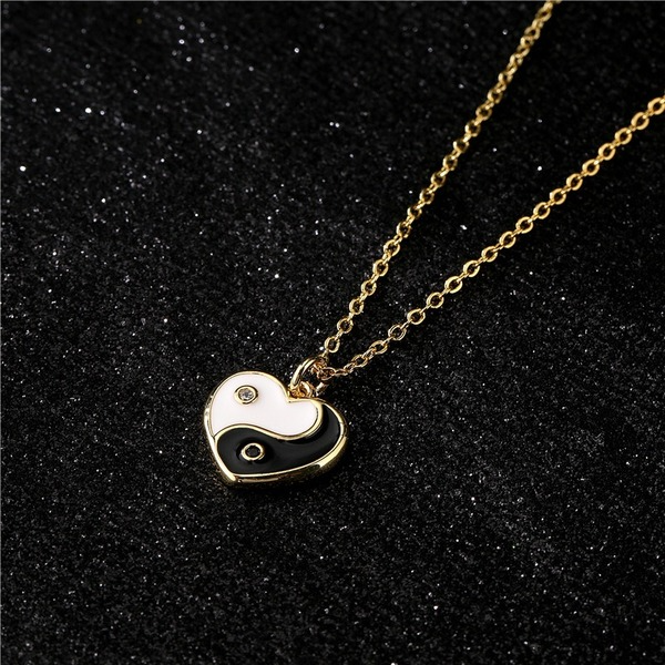 Bulk Jewelry Wholesale gold copper Yin Yang love two color oil dripping Necklaces JDC-NE-ag035 Wholesale factory from China YIWU China