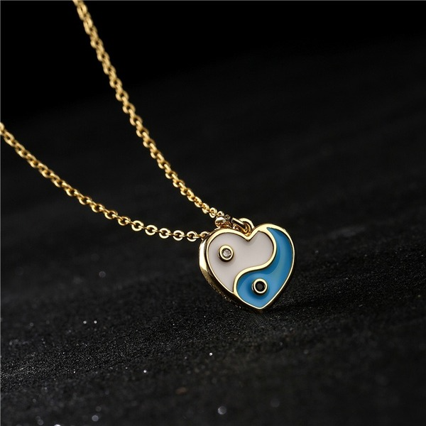 Bulk Jewelry Wholesale gold copper Yin Yang love two color oil dripping Necklaces JDC-NE-ag035 Wholesale factory from China YIWU China