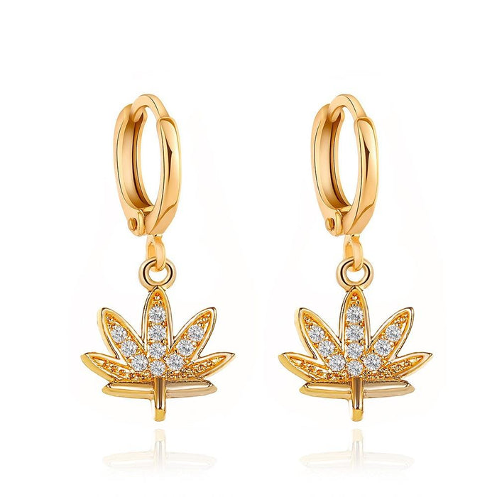Wholesale gold copper zircon-encrusted diamond leaf earrings JDC-ES-D483 Earrings JoyasDeChina 01KC Gold 3268 Wholesale Jewelry JoyasDeChina Joyas De China