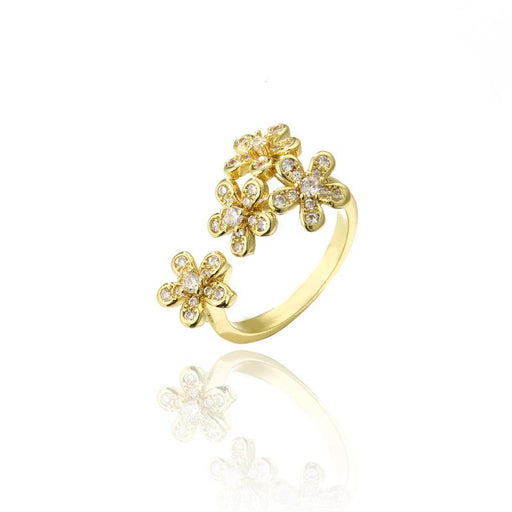 Bulk Jewelry Wholesale gold copper zircon flower Rings JDC-RS-ag103 Wholesale factory from China YIWU China