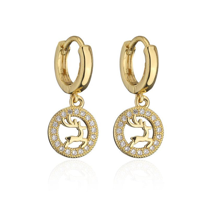 Wholesale gold copper zircon micro-inlaid fawn AAA earrings JDC-ES-ag038 Earrings JoyasDeChina 40897 Wholesale Jewelry JoyasDeChina Joyas De China