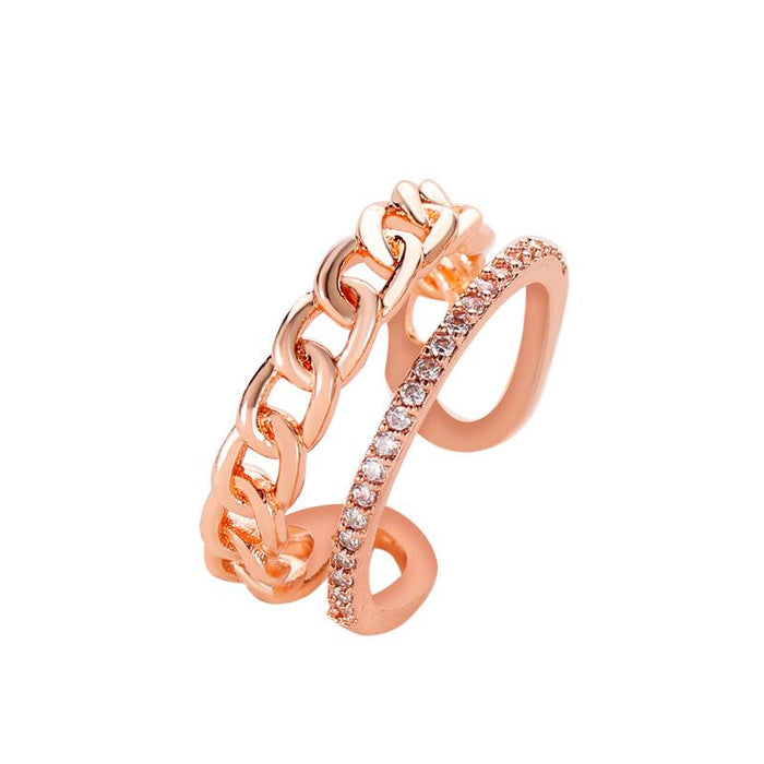 Bulk Jewelry Wholesale gold copper zircon open chain ring JDC-RS-RXD002 Wholesale factory from China YIWU China