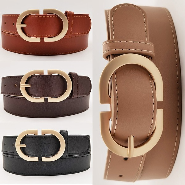 Jewelry Wholesale Wholesale gold double D buckle PU leather Womenbelt ...