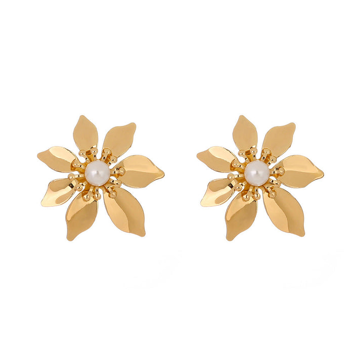 Wholesale gold flower earrings JDC-ES-NM003 Earrings 诺铭 Alloy Wholesale Jewelry JoyasDeChina Joyas De China