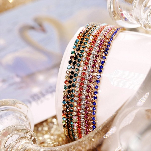 Bulk Jewelry Wholesale gold inlaid colored diamond elastic Bracelet JDC-BT-RXF001 Wholesale factory from China YIWU China
