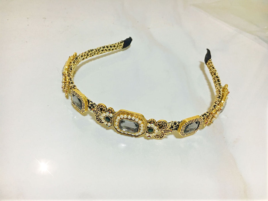 Wholesale Gold Jewel Baroque Headband JDC-HD-Yangq004 Headband 艳茜 Luxury-light grey brick Wholesale Jewelry JoyasDeChina Joyas De China