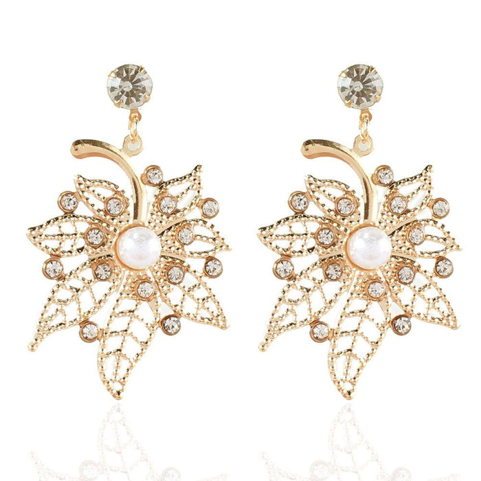 Wholesale gold leaf alloy earrings JDC-ES-TC190 Earrings JoyasDeChina golden Wholesale Jewelry JoyasDeChina Joyas De China