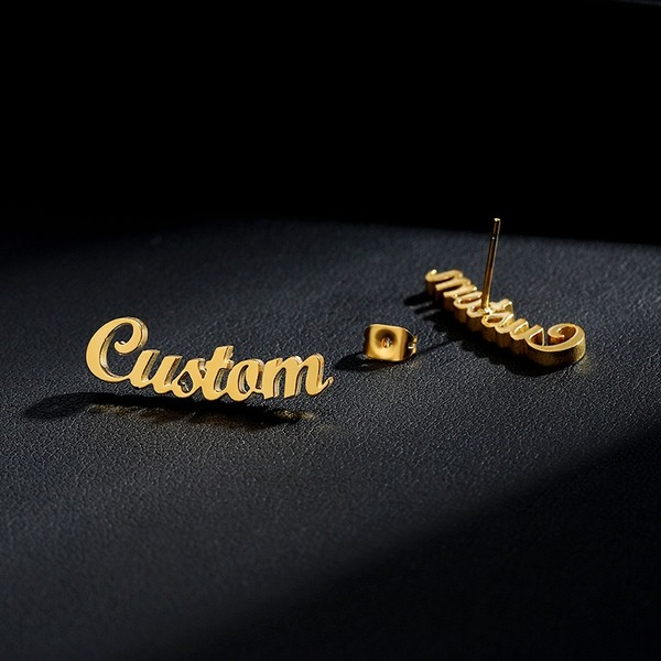 Bulk Jewelry Wholesale gold metal DIY letter custom studs JDC-CES-GSDY007 Wholesale factory from China YIWU China