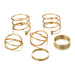 Bulk Jewelry Wholesale gold metal geometric circle round joint ring 6 sets JDC-RS-C078 Wholesale factory from China YIWU China