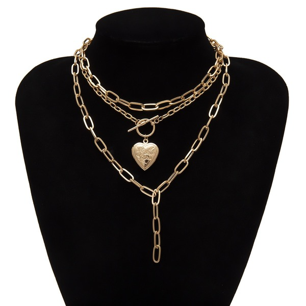 Bulk Jewelry Wholesale gold metal heart opening OT buckle necklace JDC-NE-KunJ008 Wholesale factory from China YIWU China