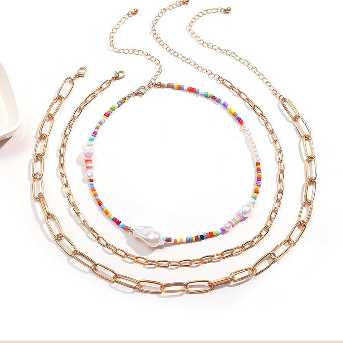 Bulk Jewelry Wholesale gold metal imitation pearl necklace JDC-NE-KunJ029 Wholesale factory from China YIWU China