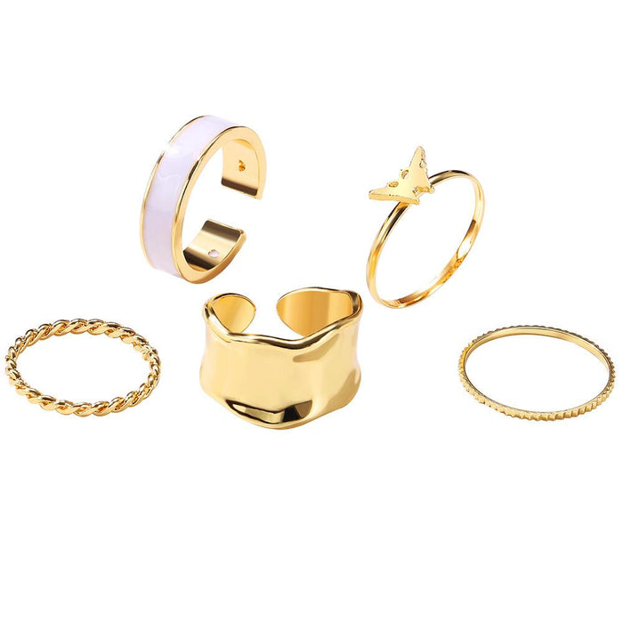 Bulk Jewelry Wholesale gold metal joints retro white butterfly alloy ring JDC-RS-F372 Wholesale factory from China YIWU China