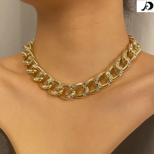 Bulk Jewelry Wholesale gold metal punk chain diamond necklace female JDC-NE-KunJ061 Wholesale factory from China YIWU China
