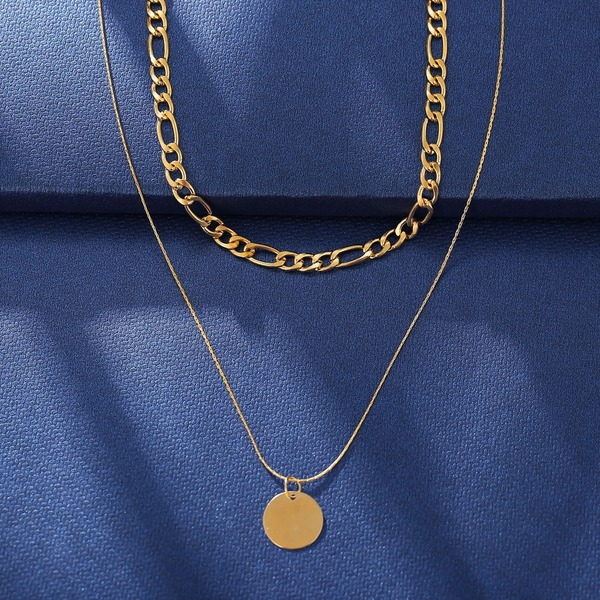 Bulk Jewelry Wholesale gold metal retro round piece thick chain geometric alloy necklace JDC-NE-F350 Wholesale factory from China YIWU China