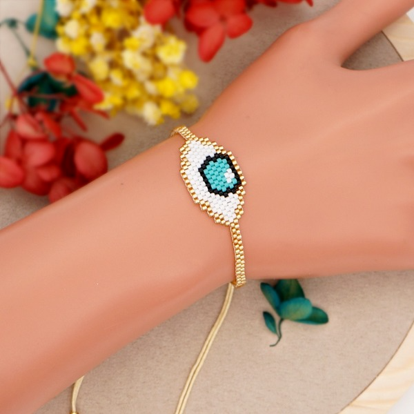 Bulk Jewelry Wholesale gold Miyuki beads blue eyes bracelet JDC-gbh355 Wholesale factory from China YIWU China