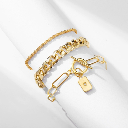 Bulk Jewelry Wholesale gold multi-layer thick chain alloy bracelets JDC-BT-F395 Wholesale factory from China YIWU China