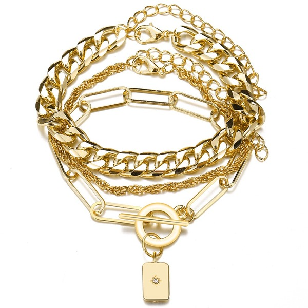 Bulk Jewelry Wholesale gold multi-layer thick chain alloy bracelets JDC-BT-F395 Wholesale factory from China YIWU China