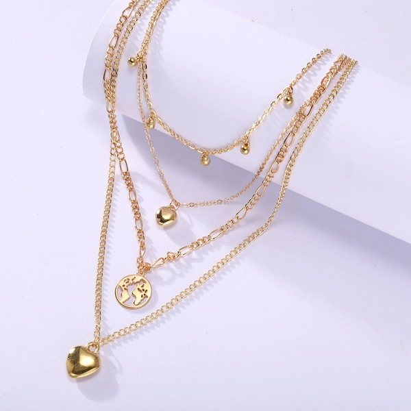Bulk Jewelry Wholesale gold multi-layer water drop love map pendant alloy necklace JDC-NE-F339 Wholesale factory from China YIWU China