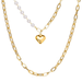 Bulk Jewelry Wholesale gold multilayer clavicle chain retro double pearl love pendant alloy necklace JDC-NE-F344 Wholesale factory from China YIWU China