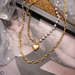 Bulk Jewelry Wholesale gold multilayer clavicle chain retro double pearl love pendant alloy necklace JDC-NE-F344 Wholesale factory from China YIWU China