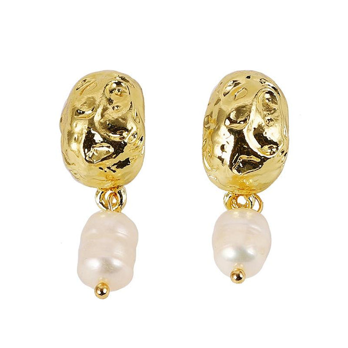 Bulk Jewelry Wholesale gold pearl asymmetric shell earrings JDC-ES-V081 Wholesale factory from China YIWU China