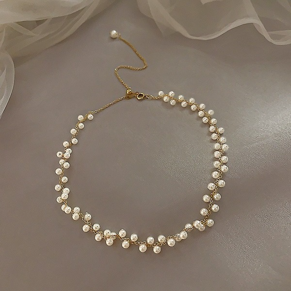 Bulk Jewelry Wholesale gold pearl crystal pearl neck chain JDC-NE-BY009 Wholesale factory from China YIWU China