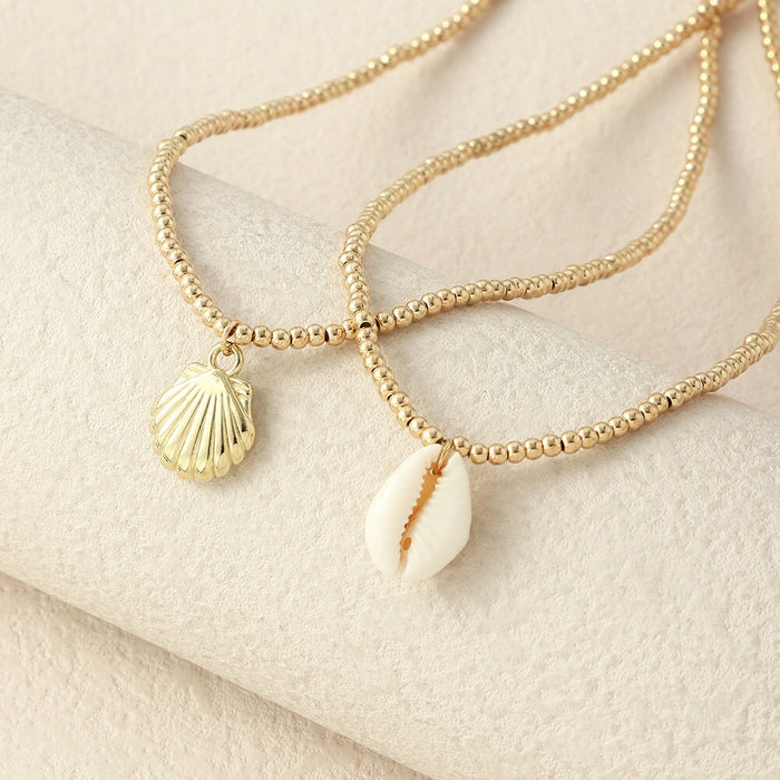 Wholesale gold pearl white shell necklace JDC-NE-E316 necklaces 奈珠 Wholesale Jewelry JoyasDeChina Joyas De China